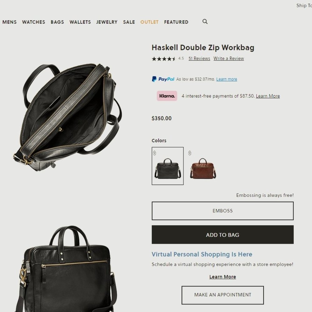 Fossil Haskell Double Zip Workbag - image 4